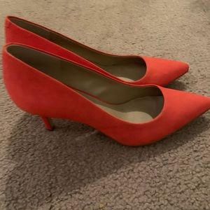 Coral/orange tone suede shoes size 8.5